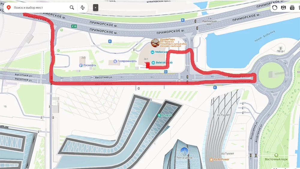 Схема проезда к СЦ Лахта